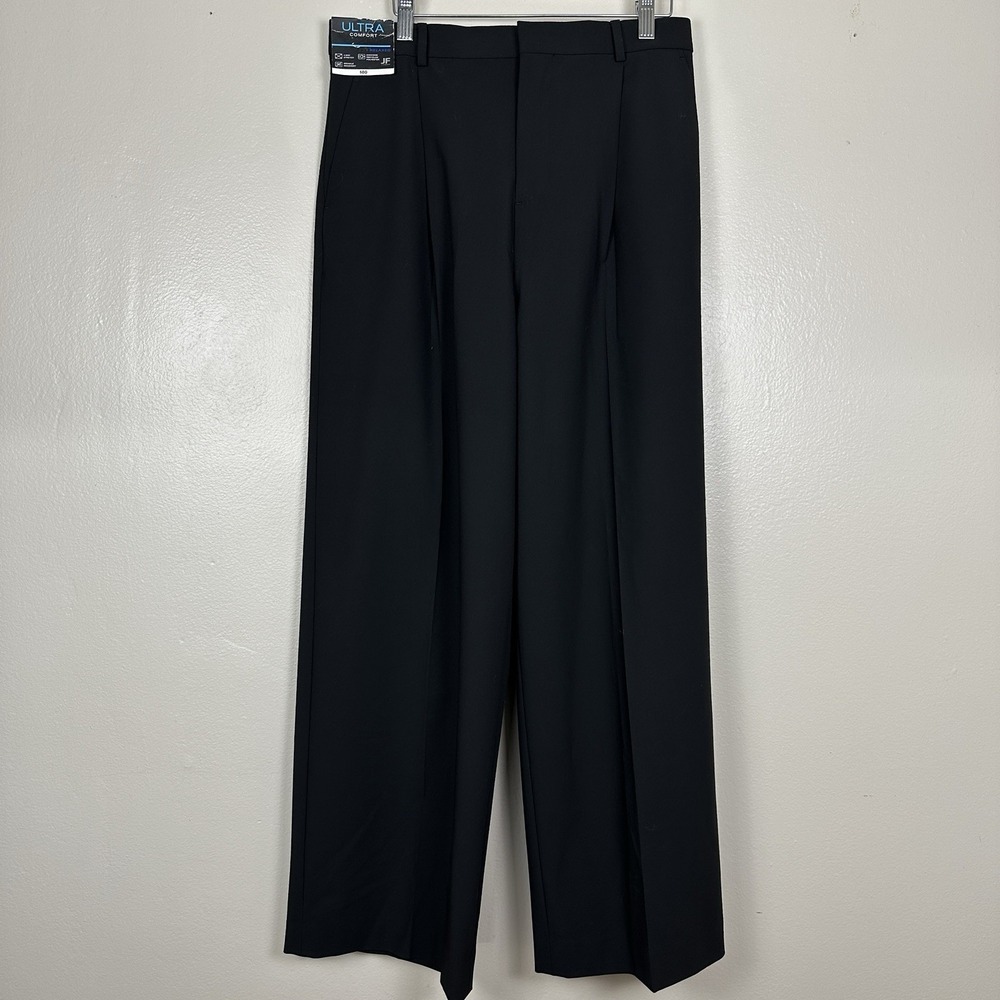 J Ferrar Men's 29x30 Black Ultra Comfort Relaxed Flat Front Dress Pants Wide NEW